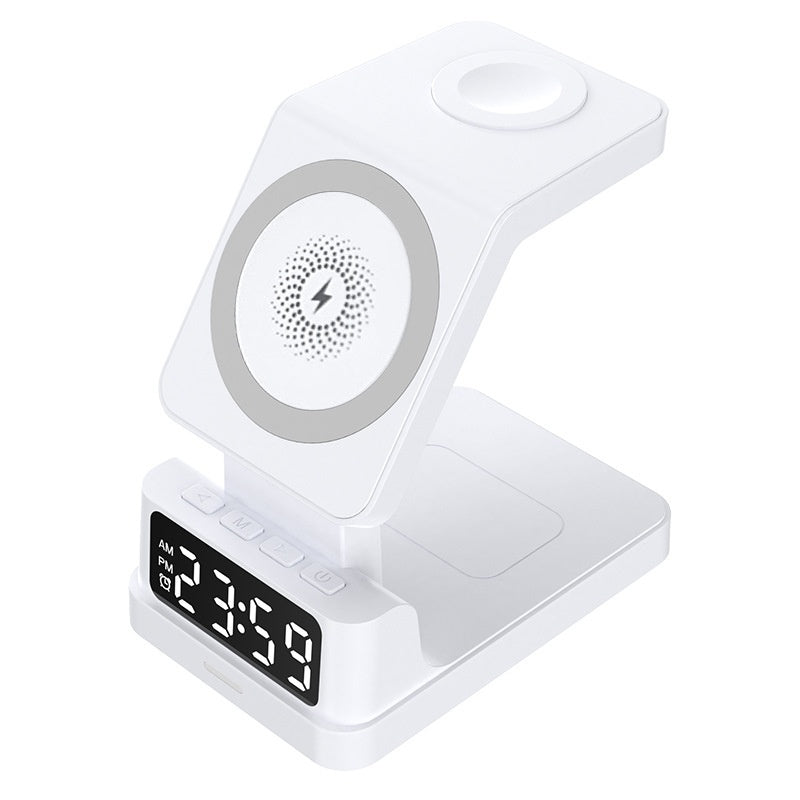 Magnetic Three-in-one 15W Wireless Charger With Clock for Apple or Samsung